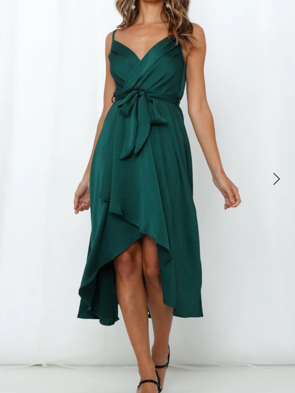 Hello Molly Like A Prayer Green Midi Dress Spaghetti Strap Size L